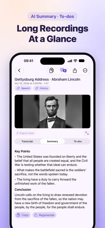RecAi AI summary view